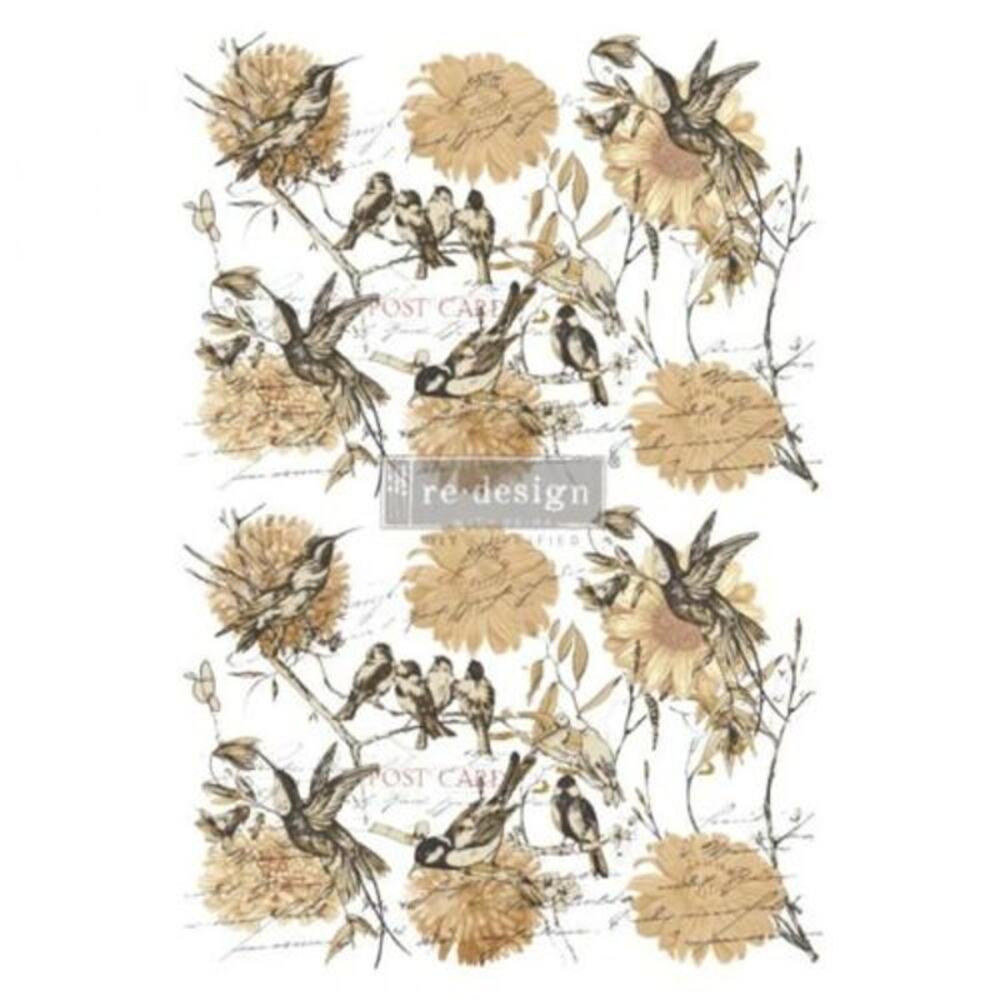 Re Design by Prima Transfer Sticker Vintage Rustic 24x35" Sepia Tone Florals